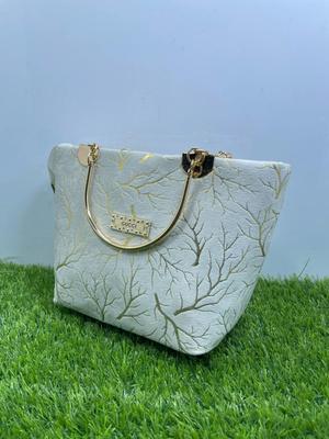 Velvet Printed Handbag White Top Handle for Girls thumbnail 2