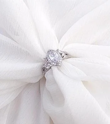 Modern Silver Plated Crystal Ring for Women