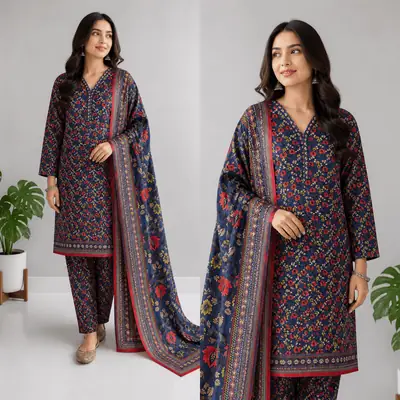 3 Pcs Women's Stitched Lawn Digital Print Suit
