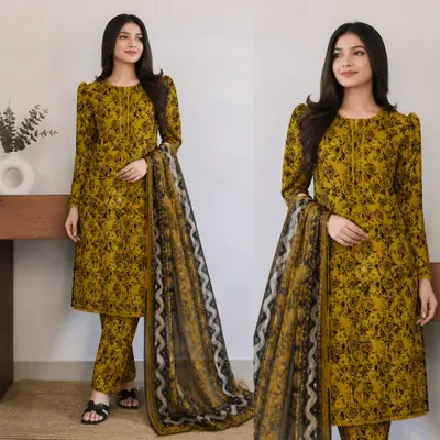 3 Pcs Women's Stitched Lawn Digital Print Suit