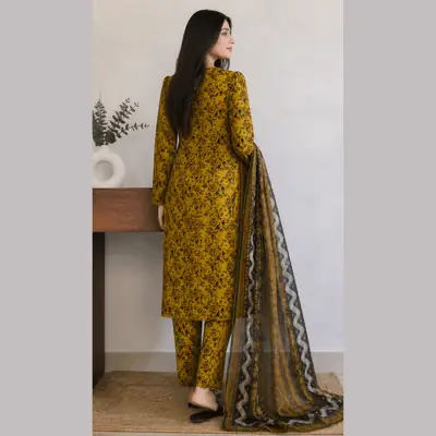 3 Pcs Women's Stitched Lawn Digital Print Suit thumbnail 2