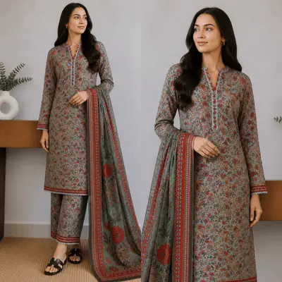 3 Pcs Women's Stitched Lawn Digital Print Suit