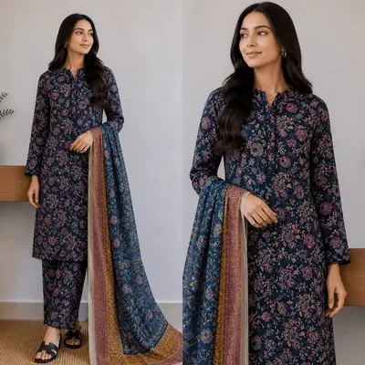 3 Pcs Women's Stitched Lawn Digital Print Suit