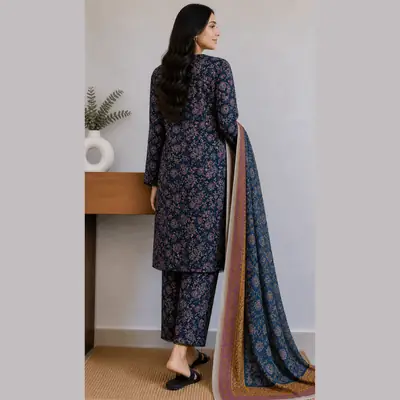 3 Pcs Women's Stitched Lawn Digital Print Suit thumbnail 2