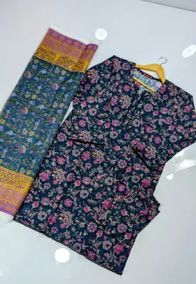 3 Pcs Women's Stitched Lawn Digital Print Suit thumbnail 3