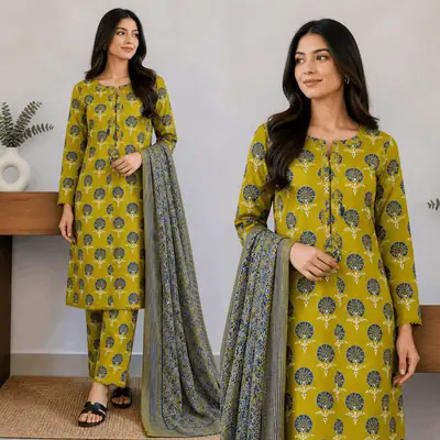3 Pcs Women's Stitched Lawn Digital Print Suit