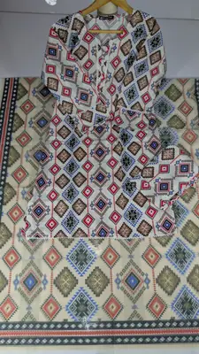 3 Pcs Women's Stitched Lawn Digital Print Suit thumbnail 3