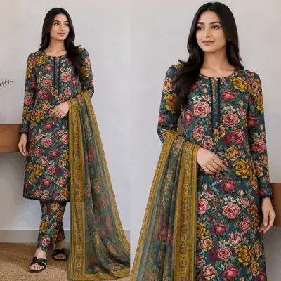 3 Pcs Women's Stitched Lawn Digital Print Suit