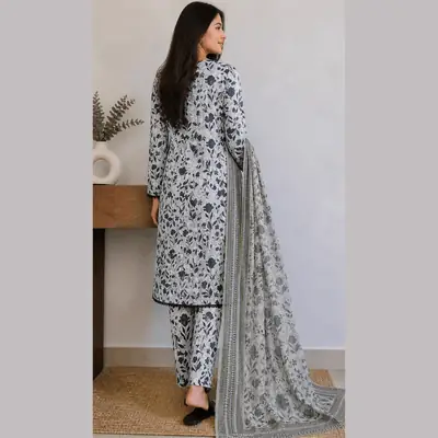 3 Pcs Women's Stitched Lawn Digital Print Suit thumbnail 2