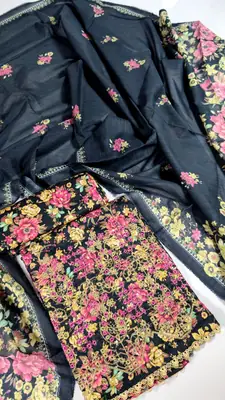 3 Pcs Women's Stitched Lawn Embroidered Suit thumbnail 2