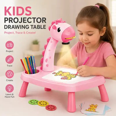 Girl's Plastic LED Projector Art Drawing Table