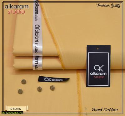 Men Unstitched Paper Cotton Suit Mustard 8 Button Summer Wear thumbnail 4