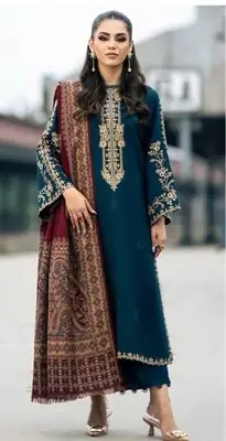 3 Pcs Women's Unstitched Embroidered Suit