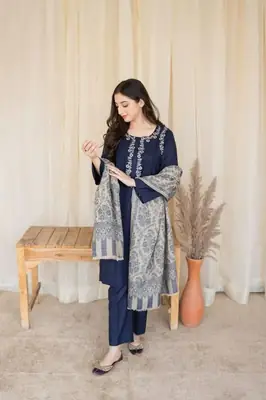 3 Pcs Women's Unstitched Embroidered Suit