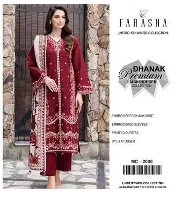 3 Pcs Women's Unstitched Embroidered Suit