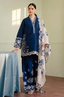 3 Pcs Women's Unstitched Embroidered Suit