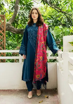 3 Pcs Women's Unstitched Embroidered Suit