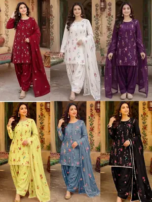 3 Pcs Women's Unstitched Embroidered Suit