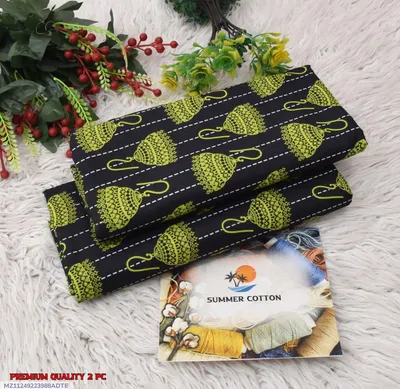 Women Printed Cotton Shirt Trouser Set Green 2 Pcs thumbnail 1