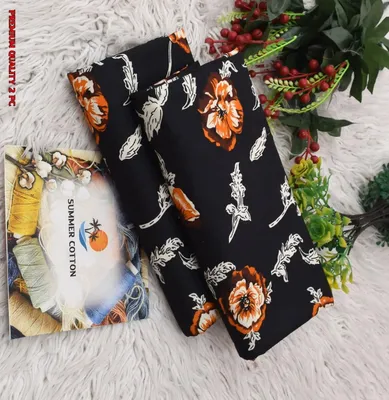 Black Printed Cotton 2Pc Women Suit Summer thumbnail 2