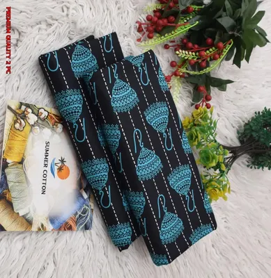Women Printed Cotton Suit Blue 2 Pcs Summer Wear thumbnail 2