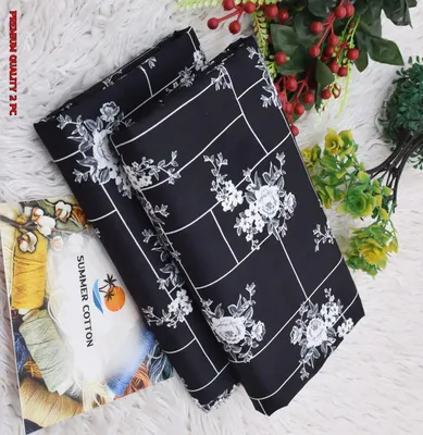 Black Printed Polo Cotton 2Pc Suit Set for Women thumbnail 2