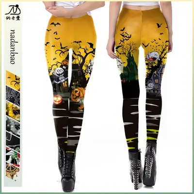 Women 3D Skull Leggings Small Halloween Horror Pants