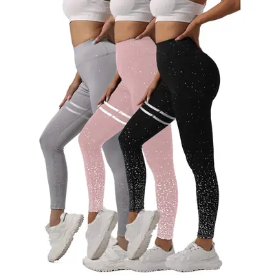 Women High Waist Yoga Pants Gray XXL Butt Lifting