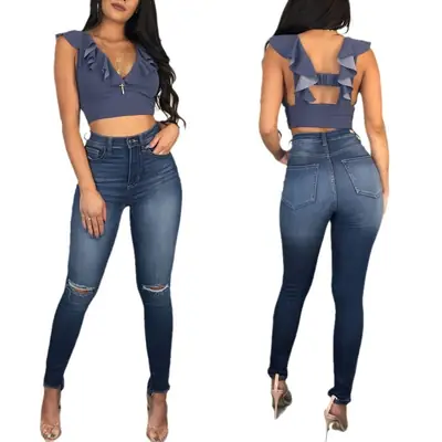 High Waist Ripped Jeans for Women Spring Wear Pakistan