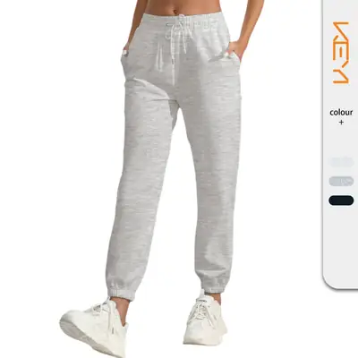 Women Grey Fleece Joggers Loose Fit Sports Pants