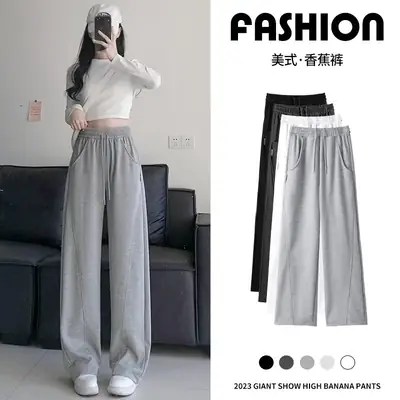 Women High-Waisted Wide-Leg Banana Pants Creamy White Autumn