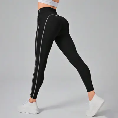 Cross-border Yoga Pants European and American Stitching High Waist Sexy Running Pants Women's Hip Sweat-lifting Leggings