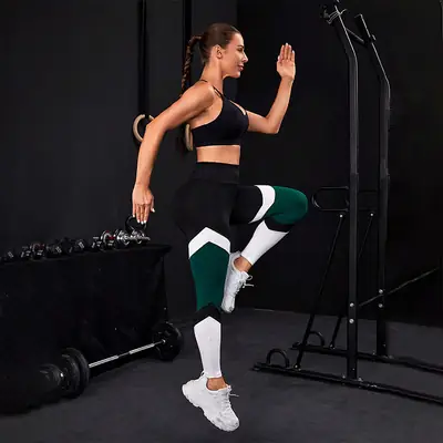 Cross-border Yoga Pants European and American Stitching High Waist Sexy Running Pants Women's Hip Sweat-lifting Leggings