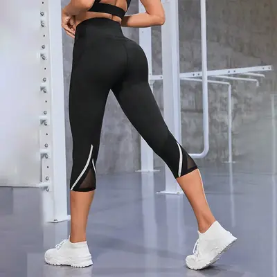 Women High Waist Yoga Pants Black Sporty Leggings