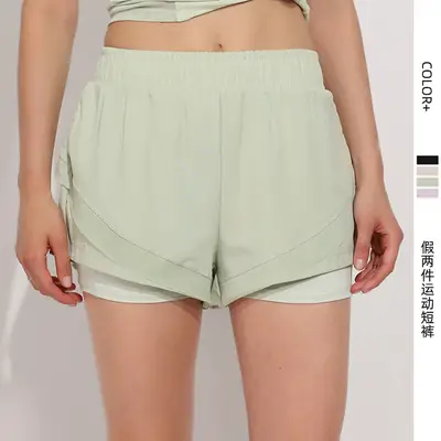 Women Fake Two-Piece Sports Shorts Loose Breathable Summer