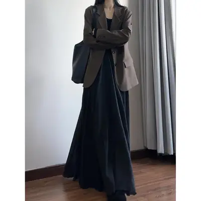 Black Slim Fit Long Skirt for Women