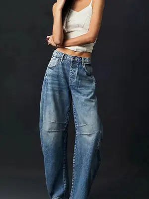 Wide Leg Jeans Light Blue Denim Loose Fit Pakistan