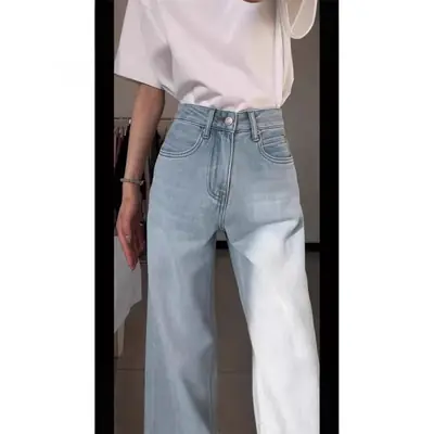Women High-Waisted Light Blue Straight Leg Jeans