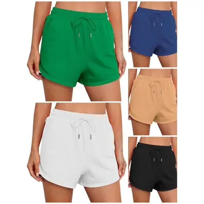 Women's Elastic Waist Shorts Summer Polyester Multicolor