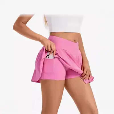 Women High Waist Pink Sports Skirt Shorts