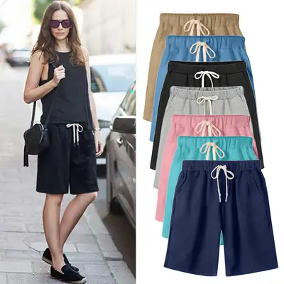 Women High Waist Slim Pants Lake Green Plus Size Summer