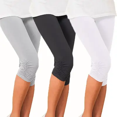 Women Slim Cotton Leggings Red Summer XS