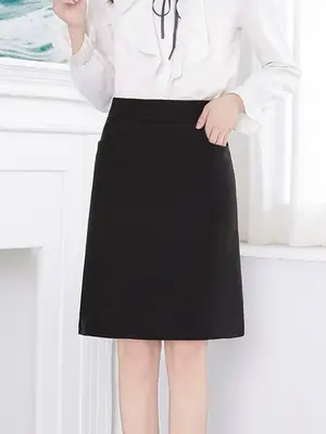 Women High Waist Black A-Line Skirt Plus Size