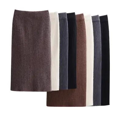 Women High Waist Knitted Skirt Autumn Winter Multi Color