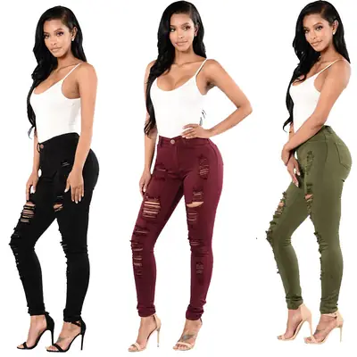 High Waist Slim Fit Jeans Black Burgundy Olive Pakistan