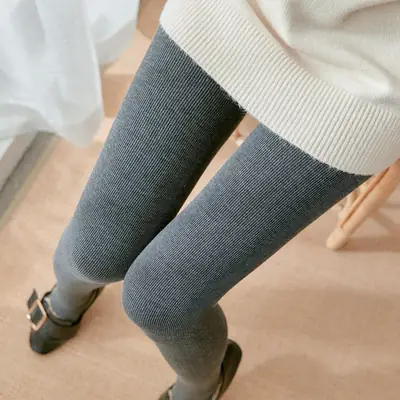 Women High Waist Cotton Leggings Spring Autumn Medium Gray