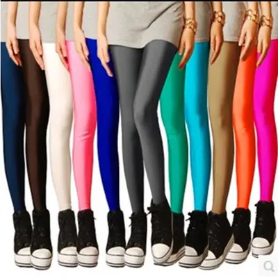 Women Fluorescent Slim Fit Leggings Orange Red Plus Size Spring
