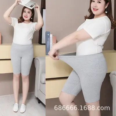 Plus Size Women Cotton Shorts Gray 2XL