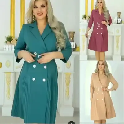 Women Autumn Slim Fit Hepburn Style Dress Teal