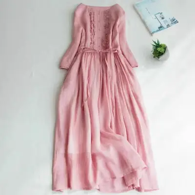 Pink Lace Waist Dress for Women, Lightweight & Breathable